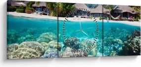 Tablou cu plaja pe insulă tropicală (cu ceas) (90x30 cm)