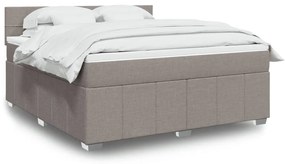 vidaXL Pat continental cu saltea, gri taupe, 180x200 cm, textil