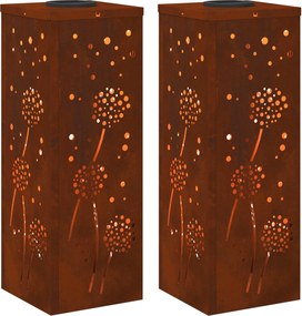 vidaXL Lumină LED Solară pentru Alei 2 pcs Ruginit