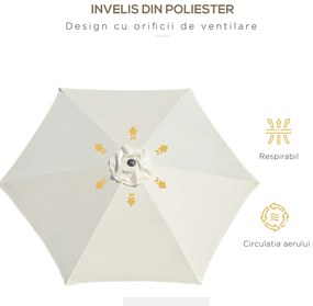 Outsunny Umbrelă de Grădină și Plajă Inclinabilă din Aluminiu și Poliester Alb Φ2.7×2.35m | Aosom Romania