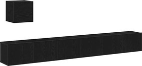 vidaXL Set comodă TV Pe perete Stejar Negru Lemn compozit