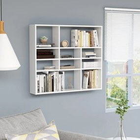 vidaXL Raft de perete, alb extralucios, 90x16x78 cm, lemn prelucrat