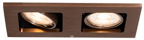 Set de 6 spoturi încastrate bronz închis dreptunghiulare cu 2 lumini reglabile - Qure