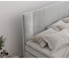 Pat boxspring gri deschis cu spațiu de depozitare 160x200 cm Bergamo – Maison de Rêve