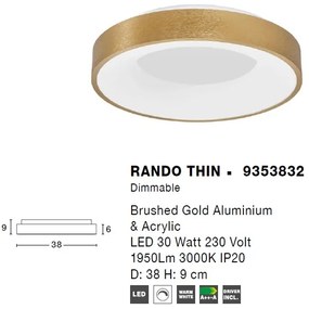 Plafoniera LED moderna 38cm RANDO THIN aurie NVL-9353832