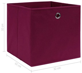 Cutii depozitare, 10 buc., rosu inchis, 32x32x32 cm, textil 10, Rosu inchis fara capace, 1, 10