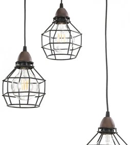 Lustră pe cablu ONLI SPIDER 3xE27/15W/230V negru/maro