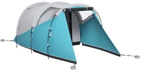 Outsunny Cort de camping familial pentru 4-5 persoane, cort tip tunel impermeabil, 2 uși ferestre, ventilat 4,6 x 2,6 x 1,9 m, albastru | Aosom Romania