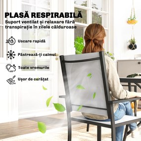 Outsunny Set de Prânz Grădină cu Orificiu pentru Umbrelă, Masă, Scaune pentru 4, Gri Deschis | Aosom Romania