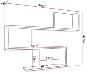 Etajeră de perete MANUNIA 80x110 cm alb