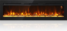 HOMCOM Șemineu electric de 170 cm, încastrabil sau de perete, 1500 W, timer 24 ore, flacără reglabilă, cristale | Aosom Romania