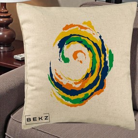 Perna Decorativa Vortex Abstract Colorat, 40x40 cm, Bej, Husa Detasabila, Perna Inclusa, BEKZ®