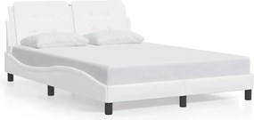 vidaXL Cadru de pat fără saltea, Zadar, alb, 140x190 cm, piele ecologică