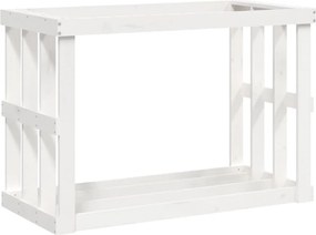 vidaXL Suport bușteni de exterior, alb, 108x52x74 cm, lemn masiv pin