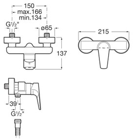 Roca A5A2190C00 - Baterie de duș ATLAS, crom lucios