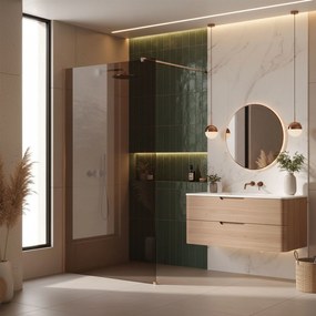 Paravan de dus Rea Flexi Brown / Brush Copper 80