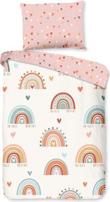 Lenjerie de pat pentru copii roz-bej din bumbac pentru pătuț 100x135 cm Louie – Good Morning