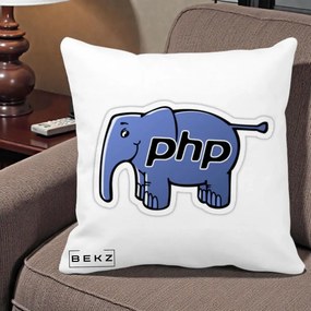 Perna Personalizata PHP Elephant, 40x40 cm, Alba Mata, Husa Detasabila, Perna Inclusa, BEKZ®