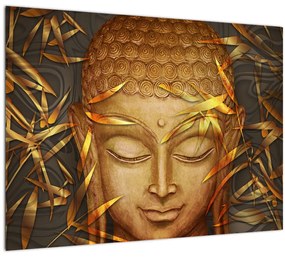 Tablou pe sticlă - Buddha de aur (70x50 cm)