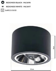 Spot aplicat design modern REDONDO alb