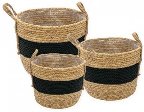 Set de 3 ghivece cu interior din plastic HAYDEN CAULDRON BLACK