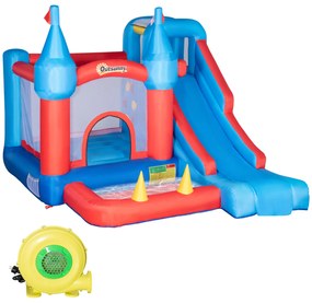 Castel pentru Copii 4 in 1 Outsunny cu Geanta de transport pompa 450 W 3,3x2,8x2,1m | Aosom RO