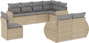 vidaXL Set canapele de grădină, 8 piese, cu perne, bej, poliratan