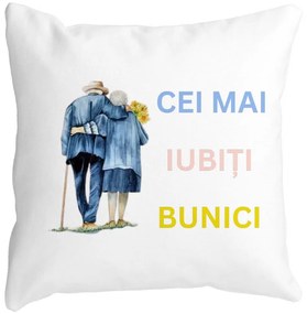 Perna Decorativa pentru Bunici 7, 40x40 cm, Alba, Mata, Husa Detasabila, Burduf