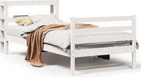 vidaXL Cadru pat fără saltea, alb, 90x190 cm, lemn masiv de pin