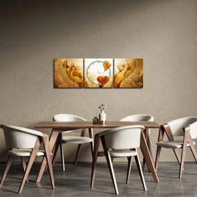 Tablou - pictura mâinilor pline de dragoste (cu ceas) (90x30 cm)