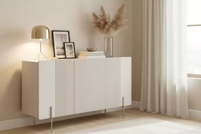 Comodă cu trei uși Malmi 150 cm - cashmere / crema bianca / picioare aurii