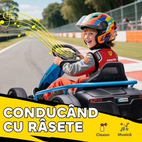 HOMCOM Go Kart Electric pentru Copii, Kart cu Pedale pentru Copii cu Pornire Lentă, Claxon, 115x77x54 cm, Albastru | Aosom Romania