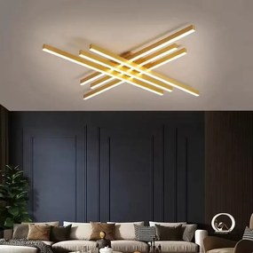 Lustra LED Holly Two, Cu Telecomanda, 3 Tipuri De Lumina, Intensitate Reglabila, 146W, Gold