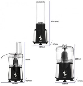 Procesor de alimente 3in1 Kumtel HFP-02, 350W, Blender, Chopper, Rendezvous, 500ml, 2 viteze, fără BPA, Inox / negru