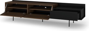 Comodă TV Zenar 200 cm cu picioare metalice și sertar - nuc elegant / negru