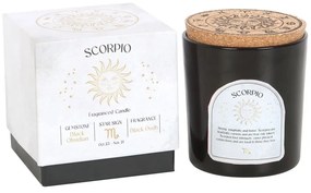 Lumanare zodiacala cu bucatele de piatra semipretioasa Obsidian - Scorpion (aroma Black Oudh)