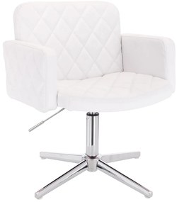 HC802CROSS Scaun Alb din Piele Ecologica cu Bază Cromata