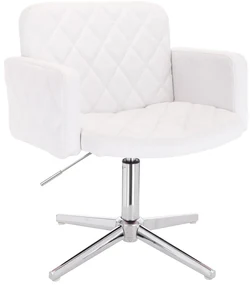 HC802CROSS Scaun Alb din Piele Ecologica cu Bază Cromata