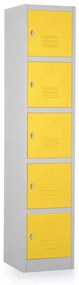 Dulap metalic - 5 cutii, 38 x 45 x 185 cm, blocare, galben - ral 1023