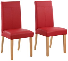 Set 4 scaune Rubin rosii din piele ecologica 47/59/101 cm