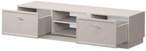Comodă TV Lorini 150 cm cu sertare - culoare cașmir / mânere aurii tip T-bar