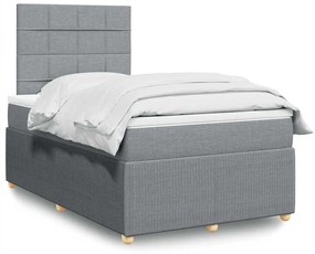 vidaXL Pat continental cu saltea, gri deschis, 120x200 cm, textil
