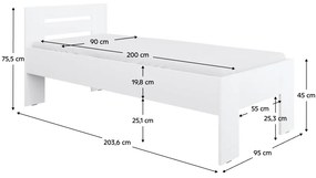 Pat, 90x200, alb, BASIS