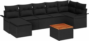 vidaXL Set de canapele pentru grădină cu pernă 8 pcs Negru poliratan