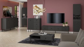 Mazzoni Comodă TV VIENNA 135 1D Antracit/Negru - CU FRONT NERVURAT