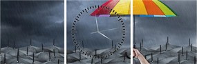 Tablou - Umbrele (cu ceas) (90x30 cm)