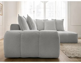 Colțar gri deschis extensibil/cu spațiu de depozitare cu tapițerie din chenille (cu colț pe partea dreaptă/în formă de ”L”) Everest – Bobochic Paris