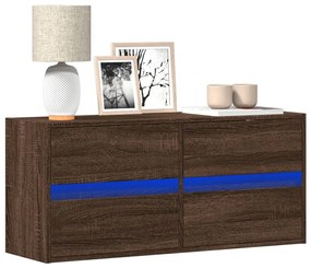 vidaXL Comodă TV de perete cu lumini LED, stejar maro, 100x31x45 cm