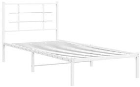 355602 vidaXL Cadru de pat metalic cu tăblie, alb, 90x190 cm