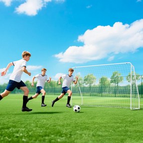 HOMCOM Poartă de Fotbal pentru Grădină și Parc cu 6 Pari în formă de U, din PE și Metal Eposidic, 301x120x200 cm, Alb | Aosom Romania